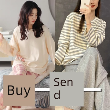 set thu đông nữ set đồ ngủ dài Đồ ngủ nữ mùa xuân thu 100% cotton dài tay phong cách Hàn Quốc bộ đồ hoạt hình đồ mặc nhà cỡ lớn mẫu hè thu đông có thể mặc ngoài