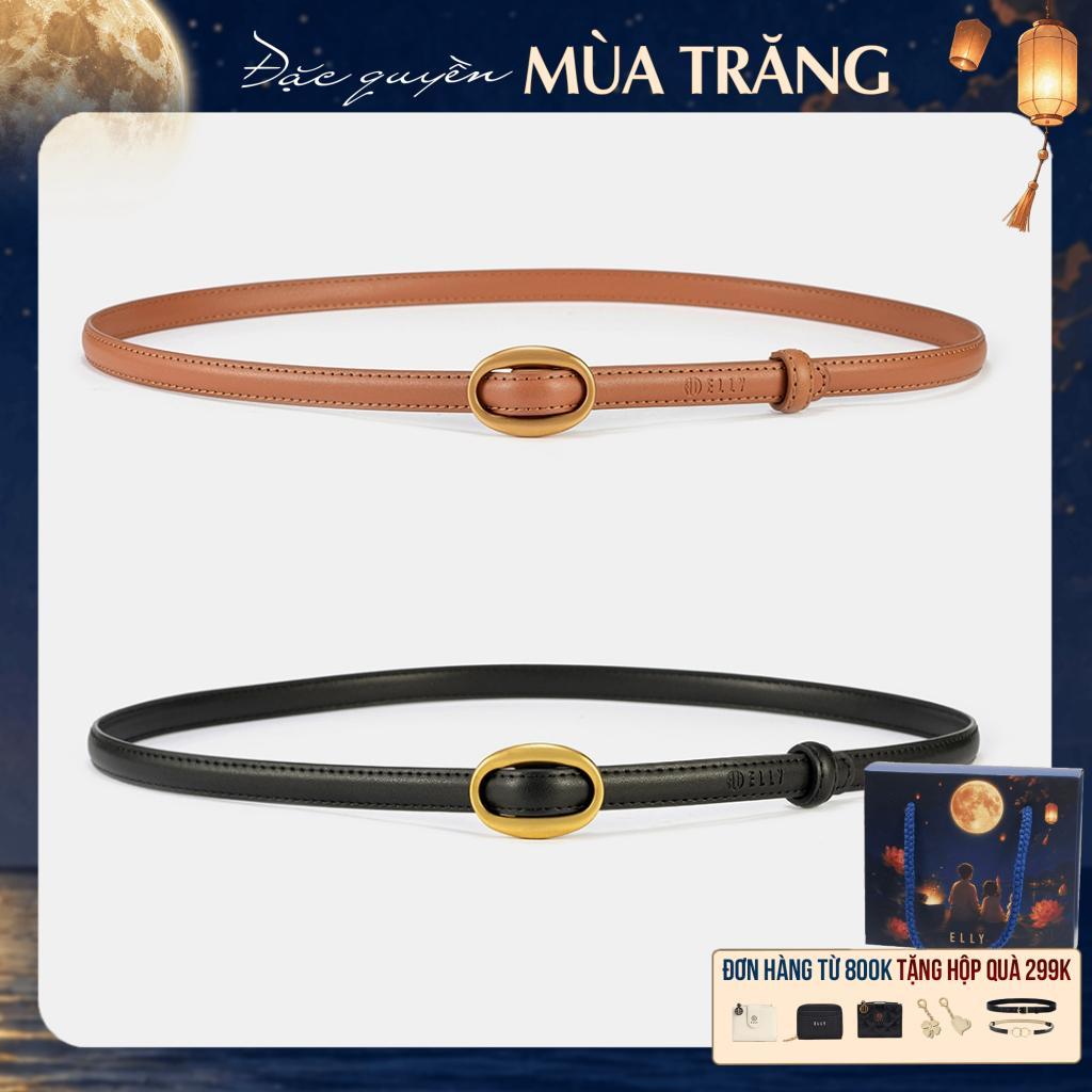 Dây lưng nữ ELLY ED83 thắt lưng da thật cao cấp khóa luồn thanh lịch thời trang