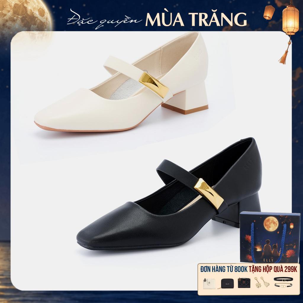 Giày cao gót nữ da thật ELLY EGT200 quai gài gót 4cm chính hãng