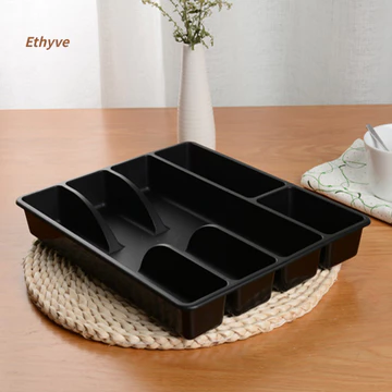 Dụng cụ cắt và nĩa bằng gỗ tím, Khay sắp xếp dụng cụ bằng nhựa cao cấp, Bộ chia ngăn kéo nhà bếp tiết kiệm không gian để lưu trữ nhỏ gọn