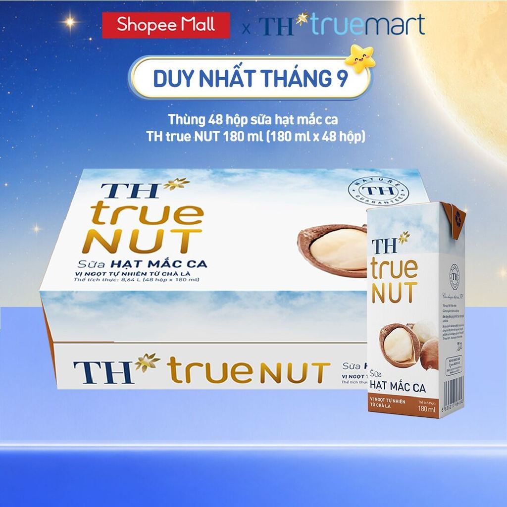 Thùng 48 Hộp Sữa Hạt Mắc Ca TH true NUT milk 180ml (48 Hộp)