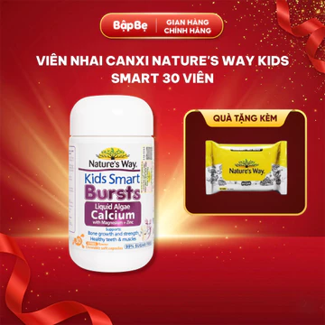 Viên Nhai Nature's Way Kids Smart Algae Calcium 30 Viên Canxi Tảo Biển Đỏ Aquamin F Bổ Sung Canxi D3 K2 Magie Kẽm Cho Bé