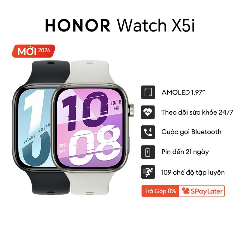 Đồng Hồ Thông Minh Honor Watch X5i | Màn Hình AMOLED 1.97" | Pin Lên Đến 21 Ngày | Bảo Hành 12 Tháng | BigBuy360 - bigbuy360.vn