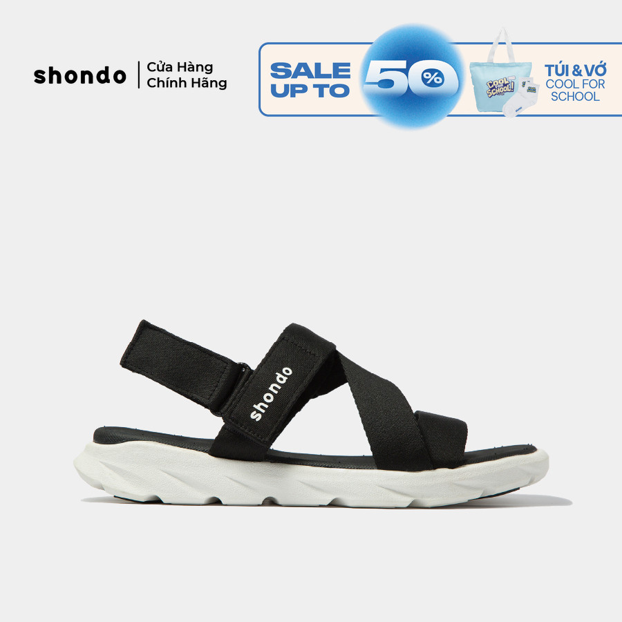 Giày Sandals SHONDO F6 Sport Thời Trang Êm Ái Năng Động Màu Đen Trắng F6S003