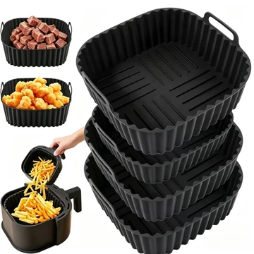 Giấy lót nồi chiên không khí vuông 3 miếng, Tấm lót nồi chiên không khí silicon 8 Inch, Thích hợp cho công suất phóng đại 4-6, Khuôn silicon vuông, Phụ kiện nồi chiên không khí, Lò vi sóng Phụ kiện đa
