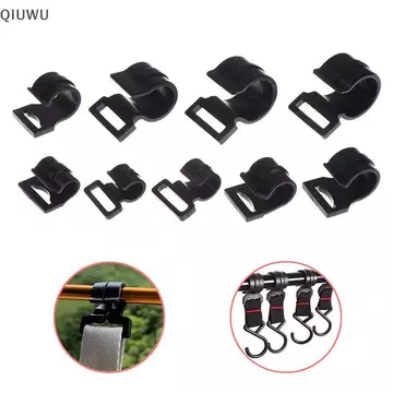 QIUWU 10Pc 9 / 10 / 12 / 13 / 16 / 17 / 19 / 22 / 25mm Phụ kiện lều cắm trại ngoài trời Dây buộc Snap Clip Móc lều Móc lều Cắm trại Lều bạt hành lang.