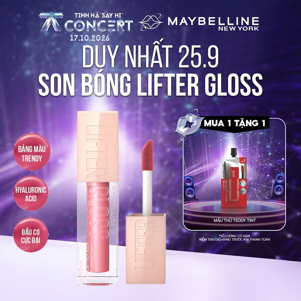 Son Bóng Lifter Gloss cho Đôi Môi Đầy Căng Mọng Kẹo cùng Hyaluronic Acid Maybelline New York 5.4ML