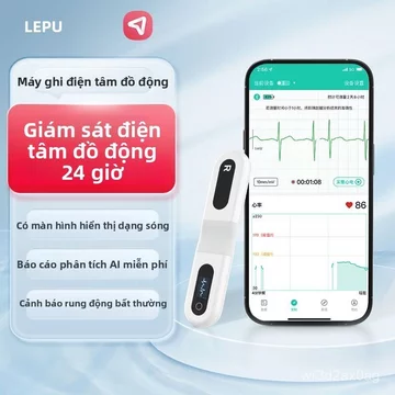 Máy theo dõi tim Lepu ghi điện tim 24 giờ Holter y tế cầm tay đo nhịp tim