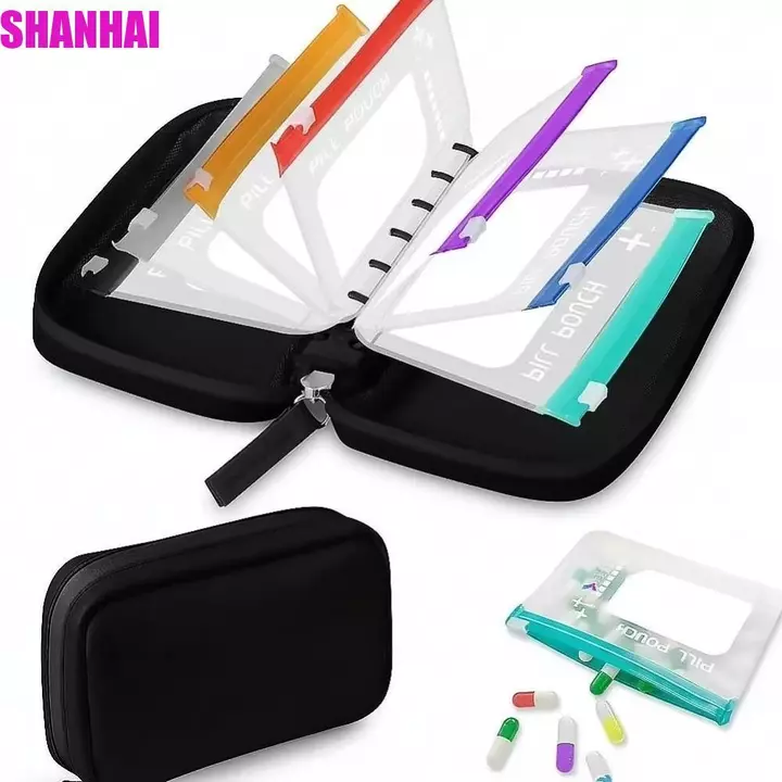 SHANAI 7 / 14 CÁI Bộ túi đựng thuốc chống nước, Túi có khóa kéo Hộp đựng thuốc 7 ngày mã màu, Túi đựng đồ Túi đựng thuốc hàng tuần chống ẩm cầm tay Túi đựng thuốc hàng tuần chống rò rỉ Túi đựng hàng n