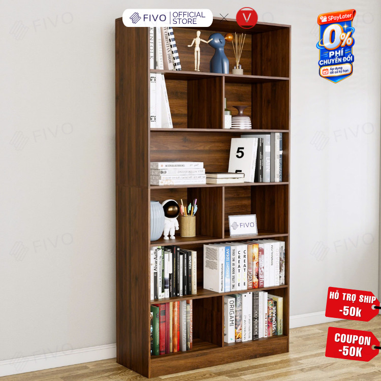 Kệ Sách Gỗ Để Sàn Cao Cấp FIVO FB70 Thiết Kế Thanh Lịch, Nội Thất Lắp Ráp Thông Minh, Decor Linh Hoạt