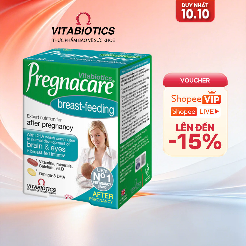 TPBVSK Vitabiotics PREGNACARE Breast-feeding Bổ Sung Axit Folic, Sắt, Canxi, DHA, Dành Cho Phụ Nữ Sau Sinh, 84 Viên