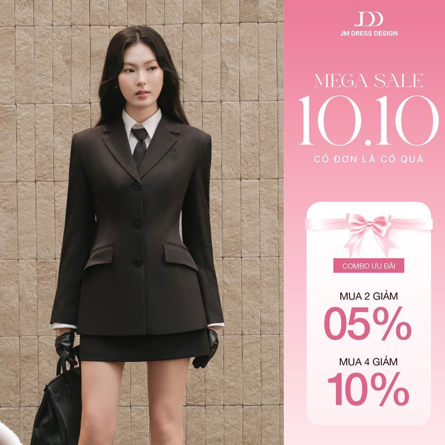Set Áo Blazer Dáng Ôm Thêu Ngực 5B05.2608, Chân Váy Ngắn A Phối Đai 4S21.2608, Set Blazer Công Sở Cá Tính Sang Trọng JM