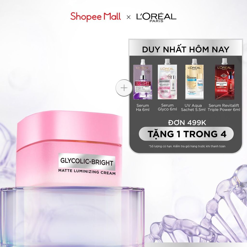 Kem Dưỡng Sáng Da Đột Phá [MelasylTM] Làm Mờ Thâm Nám Glycolic-Bright Matte Luminizing Cream L’Oréal Paris 50ml