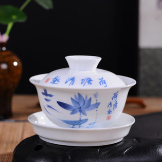 12cm 125ml Kính Xanh Trắng Nhà Để Xe Bát Trà Lớn Kung Fu Bộ Trà Gốm Sancai Garage Bát Có Thể Set COZY
