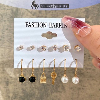 Onetimingfine Trái Tim Mới Trang Sức Nữ Ngọc Trai Khóa Bông Tai Sáng Tạo Cá Tính Bông Tai Bộ Phụ Kiện Thời Trang VN