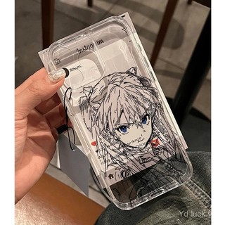 Phác thảo Asuka Cô gái văn học Anime Phong cách nghệ thuật Vỏ điện thoại trong suốt Thích hợp cho iPhone 17promax 16 15promax 14pro 13 xr 17air 16plus 15pro 14promax Vỏ chống sốc chống mồ hôi