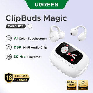 Tai nghe Bluetooth UGREEN ClipBuds Magic Màn hình cảm ứng thông minh,Bluetooth 5.4,Độ trễ thấp,pin 30H,Chống nước IPX5