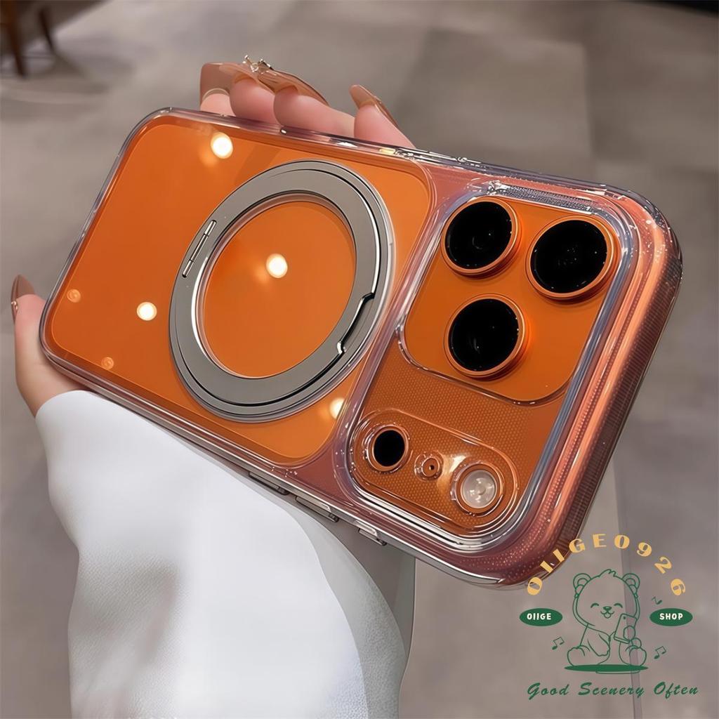 【 Ốp lưng iPhone17 】 Vỏ điện thoại từ tính acrylic mờ màu cam iphone17 Pro Max 16 15 cho vỏ iPhone vỏ mềm silicon TPU chống sốc