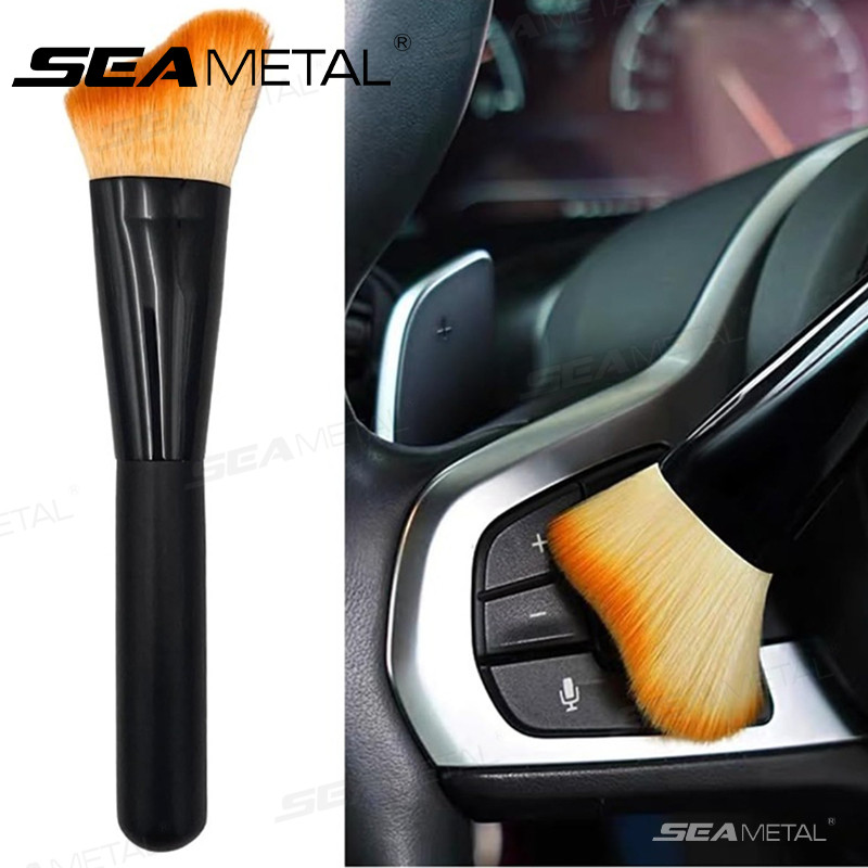 SEAMETAL Car Air Outlet Bảng điều khiển Chi tiết Bàn chải tay cầm dài Bàn chải làm sạch mềm cong Phụ kiện ô tô Dụng cụ làm sạch loại bỏ bụi