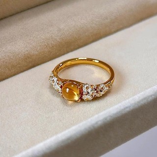 Nhẫn nữ hoa cúc hổ mắt đá, phong cách vintage thu đông