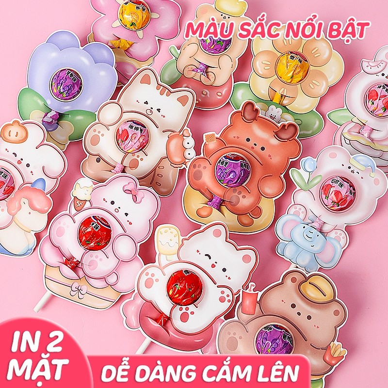 Giấy Bọc Kẹo Mút Dễ Thương – Thẻ Cắm Trang Trí Tiệc Sinh Nhật, Quà Tặng Xinh Xắn Cho Mùa Lễ Hội