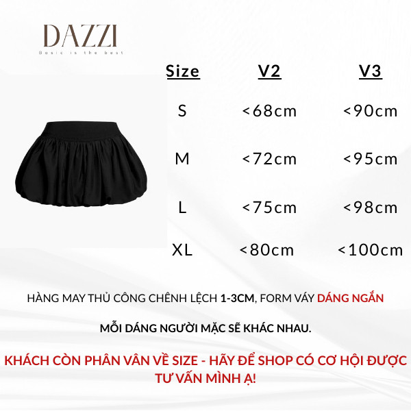 Chân váy bí phồng DAZZI form ngắn hack dáng [V01]