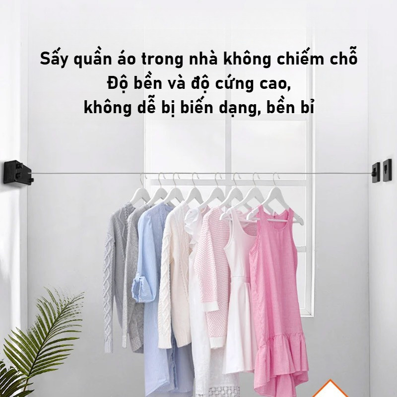Dây Phơi Quần Áo Rút Gọn Tiện Lợi, dây inox 304 dài 4.2m, giá phơi quần ở ban công/phòng tắm