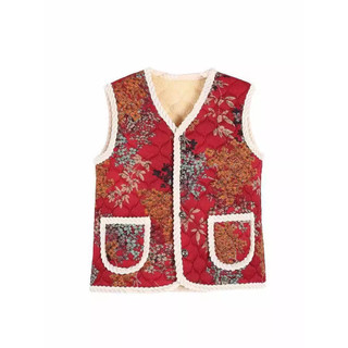 Áo vest thời trang thu đông dành cho người lớn tuổi, lót lông cừu dày ấm áp