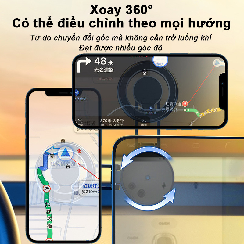 iá Đỡ Điện Thoại Từ Tính 360° Rotatable – Hút Mạnh, Cố Định Chắc, Gắn Taplo Xe Hơi Cho iP16Pro Max/15/14