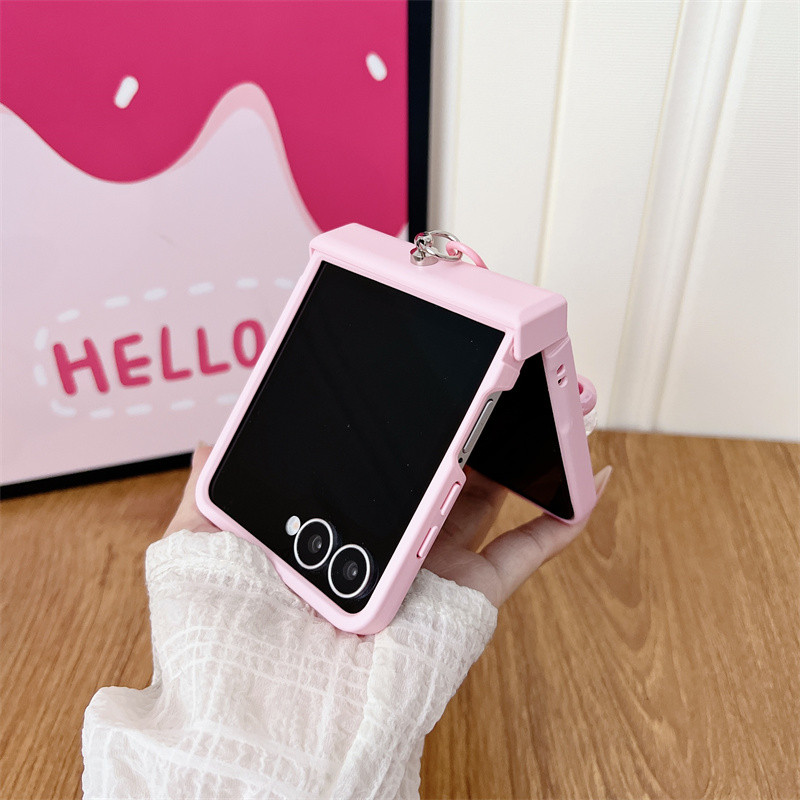 Ốp điện thoại màu trơn Macaron dễ thương cho Samsung Z Flip 7 6 5 4 3 Z Flip 5 Z Flip 6 Bìa cứng có vòng bản lề Vỏ quyến rũ tình yêu