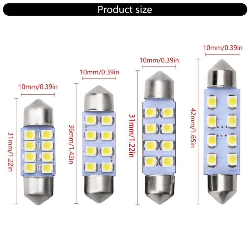 SUIT 12V Trắng Led Nội Thất Festoon Dome Đèn Hành Lý Bóng Đèn Đọc Sách Cửa Chiếu Sáng