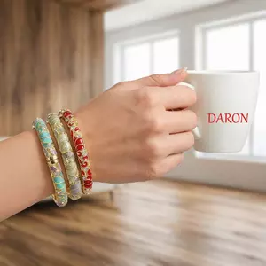DARON Vintage Cloisonne Lắc Tay, Đầy Màu Sắc Men Hoa Lắc Tay, Dainty Truyền Thống Dân Tộc Nữ Tay Vòng Tay Trang Sức