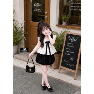 10-27kg Set áo nơ đen mix chân váy bí TM