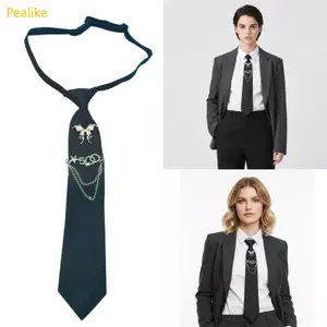 Pealike Đồng Phục Dây Buộc Màu Đen Cho Nữ Sinh Cao Cấp Đồng Phục Preepy Nhìn Có Thể Điều Chỉnh Dây Buộc Cổ Với Dây Xích Kim Loại