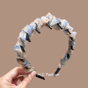 Băng đô buộc tóc cổ điển thanh lịch có viền xù và răng chống trượt cho cái nhìn vương miện cao