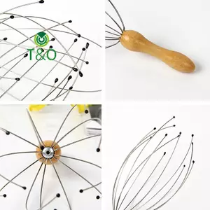Tay cầm bằng gỗ Máy mát xa đầu bạch tuộc Scratch Thư giãn da đầu Máy mát xa cơ thể Máy gãi Giảm căng thẳng Dụng cụ chăm sóc sức khỏe [mới]
