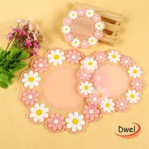 DWEL Hoa Cúc Cách Nhiệt Thảm Cách Nhiệt Placemats Miếng Lót Ăn Bát Miếng Lót Cốc Thảm Bàn Đệm Chống Trơn Trượt Đế Lót Ly