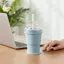 Cốc đá Hoey 600ml có thể gập lại di động có ống hút tích hợp và khuôn đá để đi du lịch thể thao ngoài trời đa chức năng
