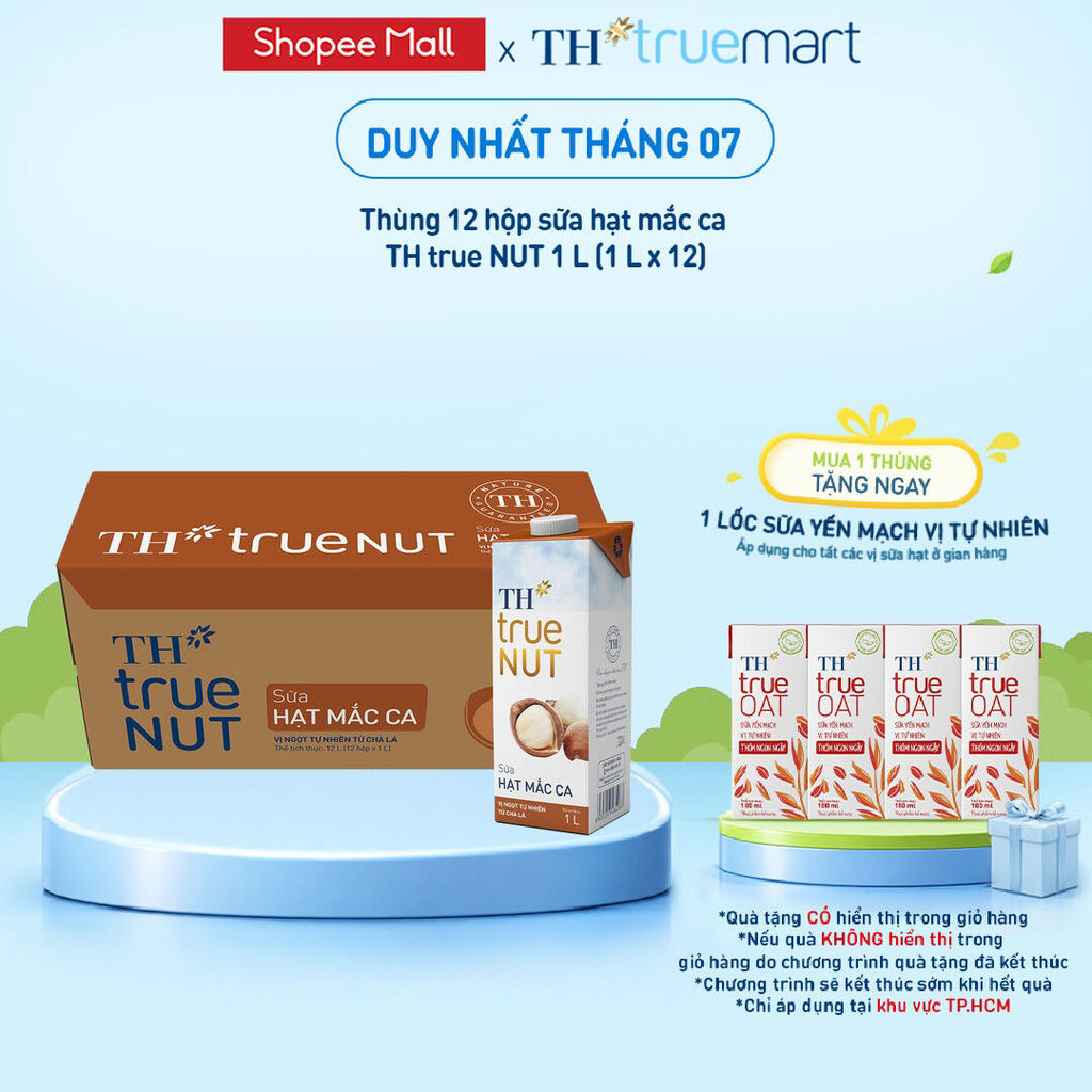 Thùng Sữa Hạt Mắc Ca TH true NUT milk 1L (12 Hộp)