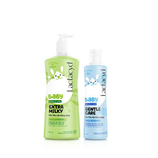 Bộ Sữa Tắm Gội Trẻ Em Lactacyd Baby Extra Milky Size Jumbo 800ml + Chai Sữa Tắm Gội Trẻ Em Gentle Care 250ml