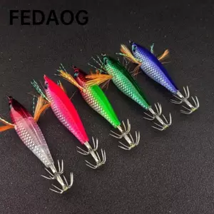 FEDAOG 5 Mồi Egging, UV Tinsel 5 Cái mỗi bộ Mực Jig Mồi, Thiết Kế Dạ Quang Sắc Nét Ô Móc Kích Thước 5.5cm Ô Móc Mồi Cho Mực
