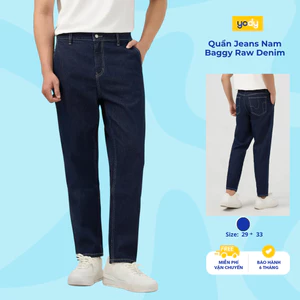 Quần Jeans Nam Yody Dáng Baggy Raw Denim Twill dệt chéo, Đứng Form TRA- MCJE25A146