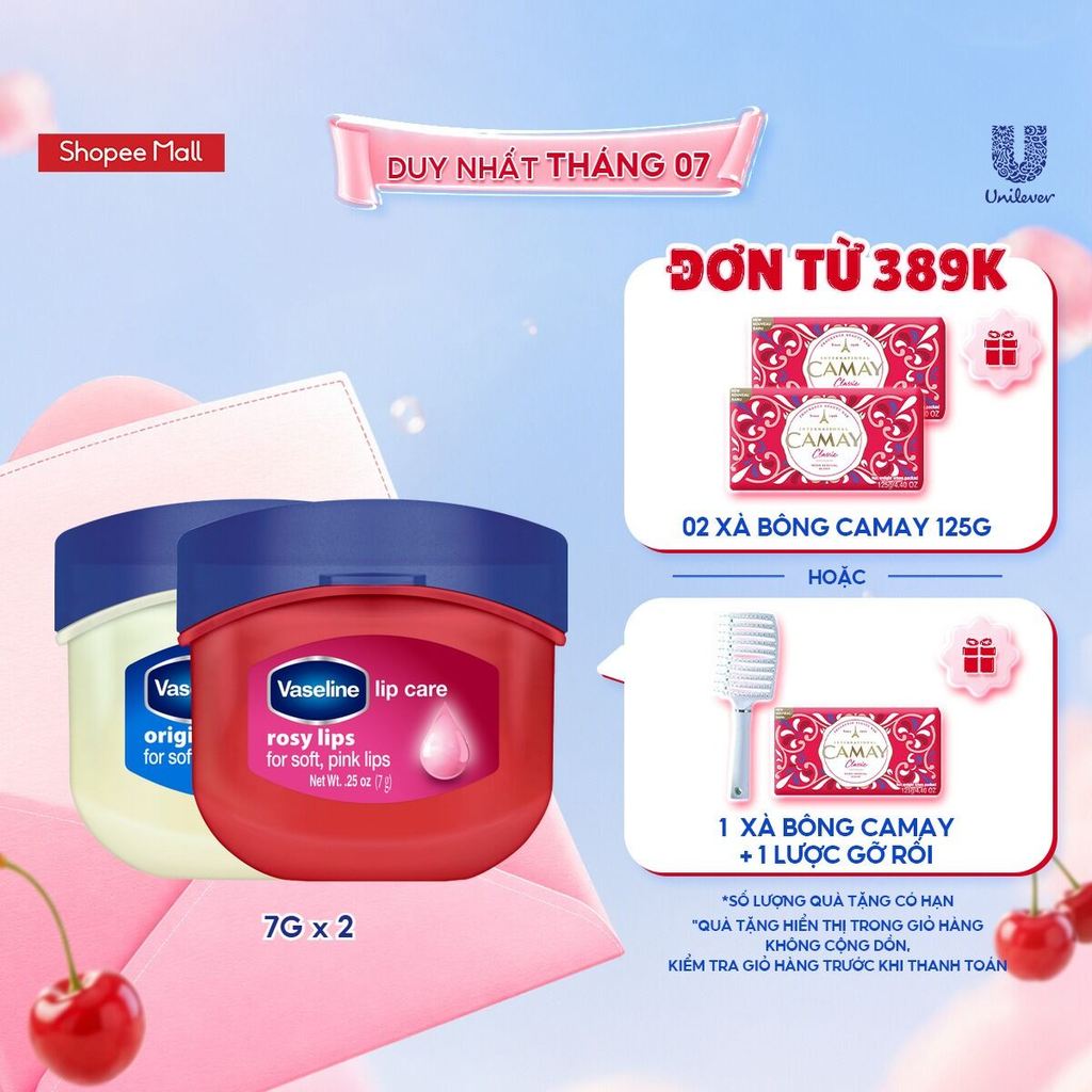 Bộ 2 sáp dưỡng môi Vaseline Lips Care dạng hũ 7g: Hồng Xinh và Mềm Mịn (7gx2)