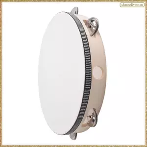 Chuông trống cầm tay 10 Inch Bạch dương Tambourine Kim loại Tambourine Jingles Bộ gõ Quà tặng Nhạc cụ giáo dục dành cho người lớn