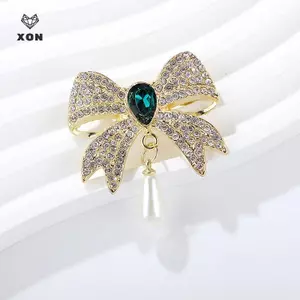 Vintage Nhẹ Sang Trọng Kim Cương Giả Nơ Trâm Cài Quần Áo Nữ Áo Trang Sức Phụ Kiện Quà Tặng [Mina]