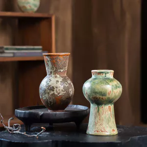Wabi Sabi Vintage Bình Gốm Handmade Phong Cách Nhật Bản Bình Hoa Trang Trí Cho Phòng Khách Phòng Ngủ Trang Trí Nhà Thiết Kế Nội Thất Thẩm Mỹ Tối Giản