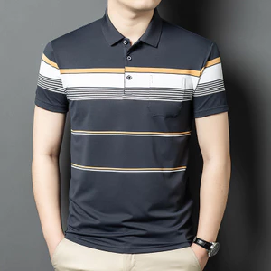 Áo sơ mi nam ngắn tay mùa hè, Áo sơ mi Polo cổ tròn mỏng bằng lụa băng