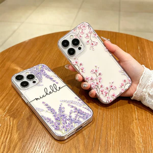 Ốp Điện Thoại Di Động Hoa Tím Tím Hoa Hồng Cho Samsung Galaxy A56 A36 A57 A07 A26 A55 A35 A54 A53 A16 A15 A34 5G Vỏ Điện Thoại Silicon Trong Suốt