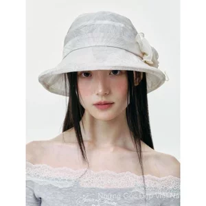 Hoa Thanh Lịch Thoáng Khí Gạc Xô Mũ Nữ Du Lịch Mùa Hè Che Nắng Mũ Trang Trí Phong Cách Kỳ Nghỉ Top Mũ