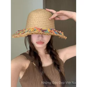 Mũ Rơm Dệt Du Lịch Chụp Nắng Du Lịch Chống Nắng Mũ Đi Biển Nữ Phong Cách Mới Mũ Chống Nắng Bên Biển Mùa Hè